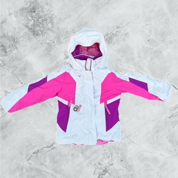 OBERMEYER GIRLS I-GROW SIZE 5 Hey Sunshine WINTER SKI COAT JACKET HOODED - Picture 3 of 8